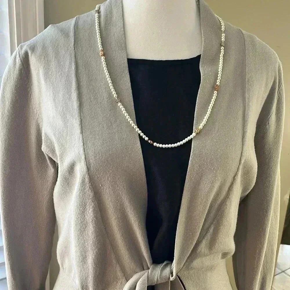 [M]Part Two Chianna Short Cardigan With Tie Closure and Ruched  Shoulders - Picture 2 of 15